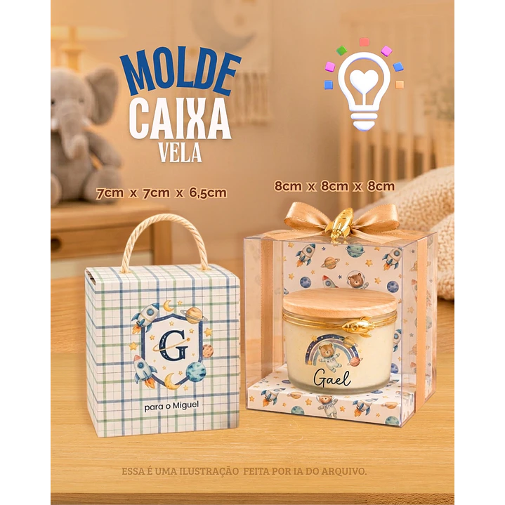 719 (3) ARQUIVO DE CORTE MOLDE DE CAIXA PARA VELAS DECORADAS - Imagem 1