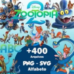 Kit Digital Zootopia 2 - PNG e SVG + Alfabeto e Personagens