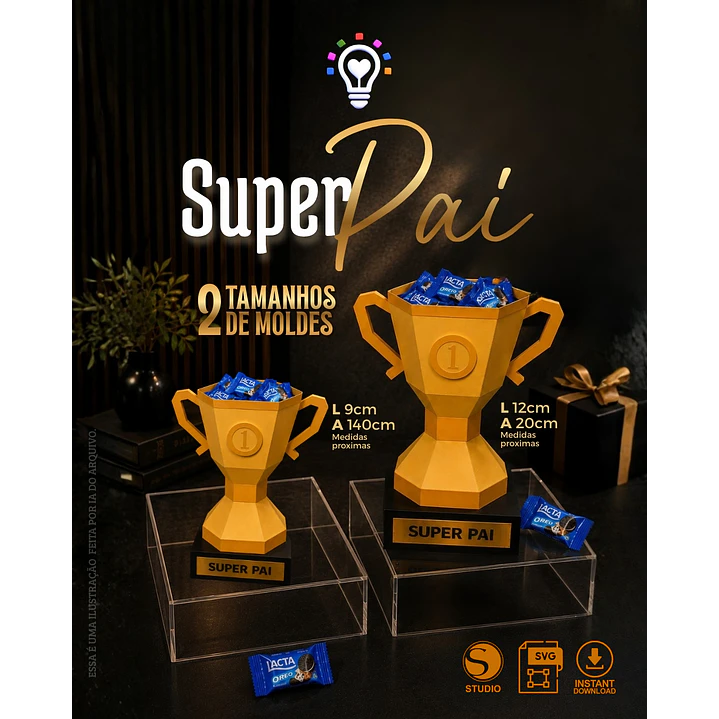 719 ARQUIVO DE CORTE TROFÉU DIA DOS PAIS + MOLDE - Imagem 1