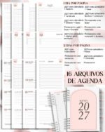 Combo 16 Agendas Femininas Neutra 2027 PERMANENTE Versículos Frases Horários
