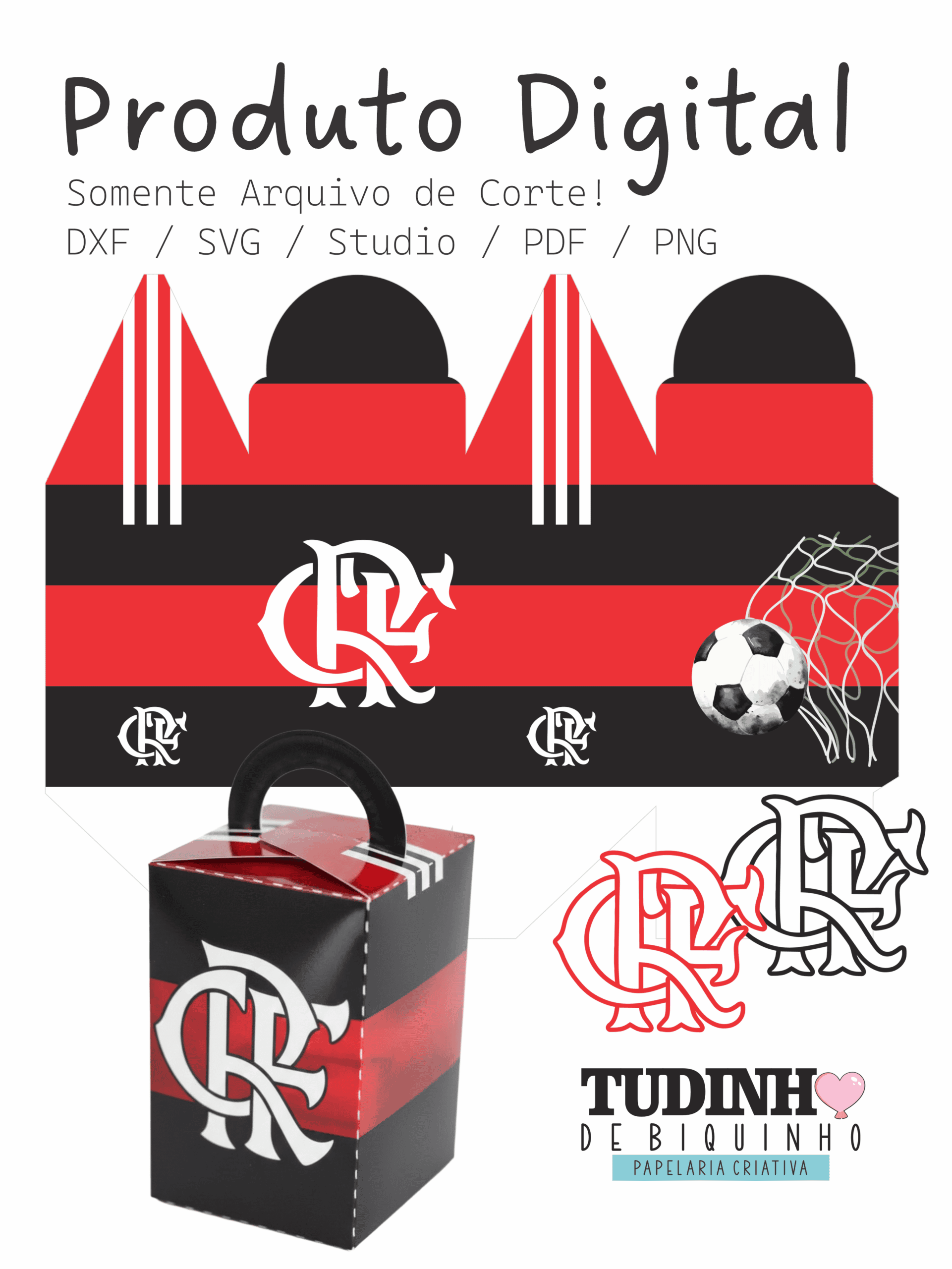 Caixa Cubo Alça Flamengo Molde Caixa Cubo Alça - Imagem 1