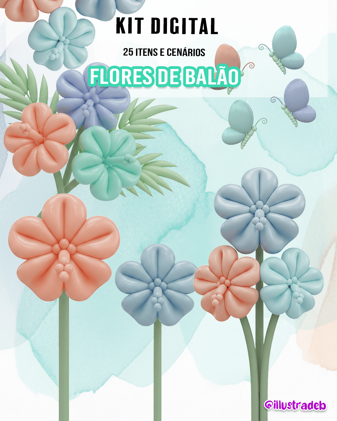 Flores_de_Balão Kit Digital Flor de Balão - Imagem 1