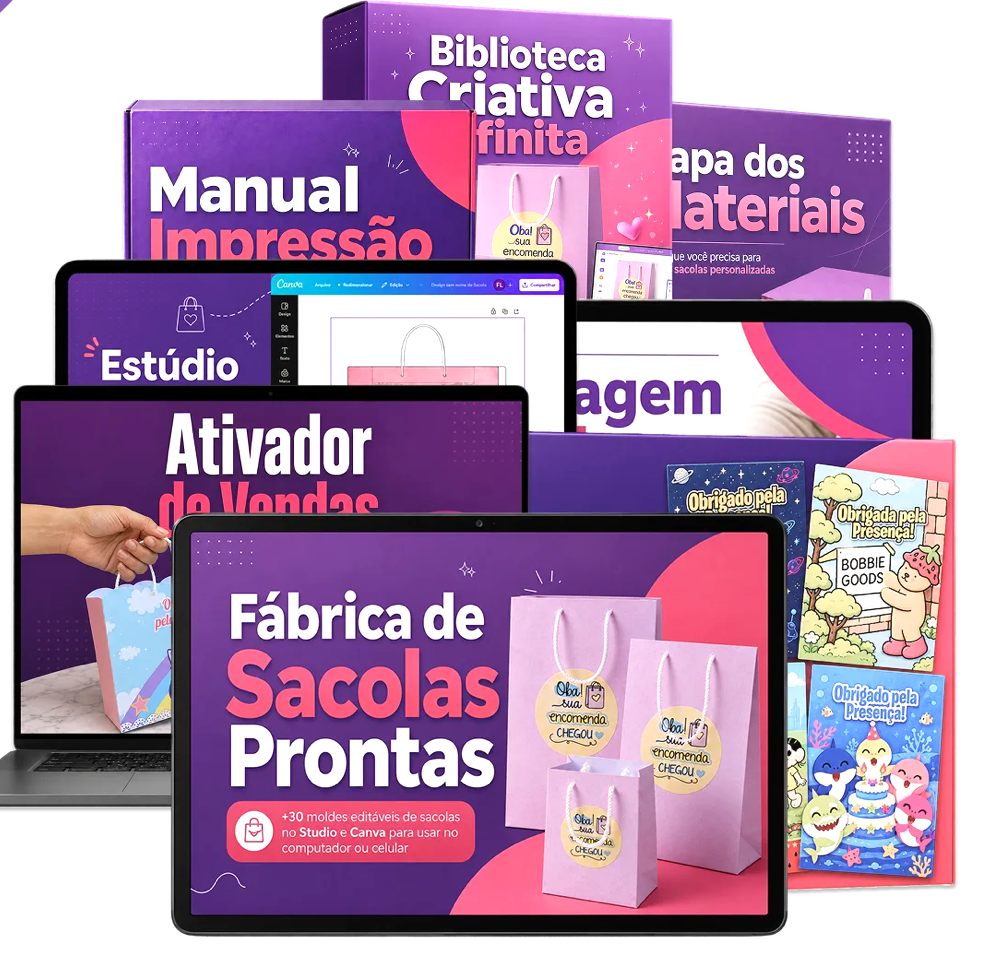 KIT SACOLAS CRIATIVAS Kit Sacolas Criativas - Arquivo de Corte - Imagem 1