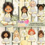 Kit Digital – Meninas Limão (14 Papéis Digitais + 18 Cliparts)