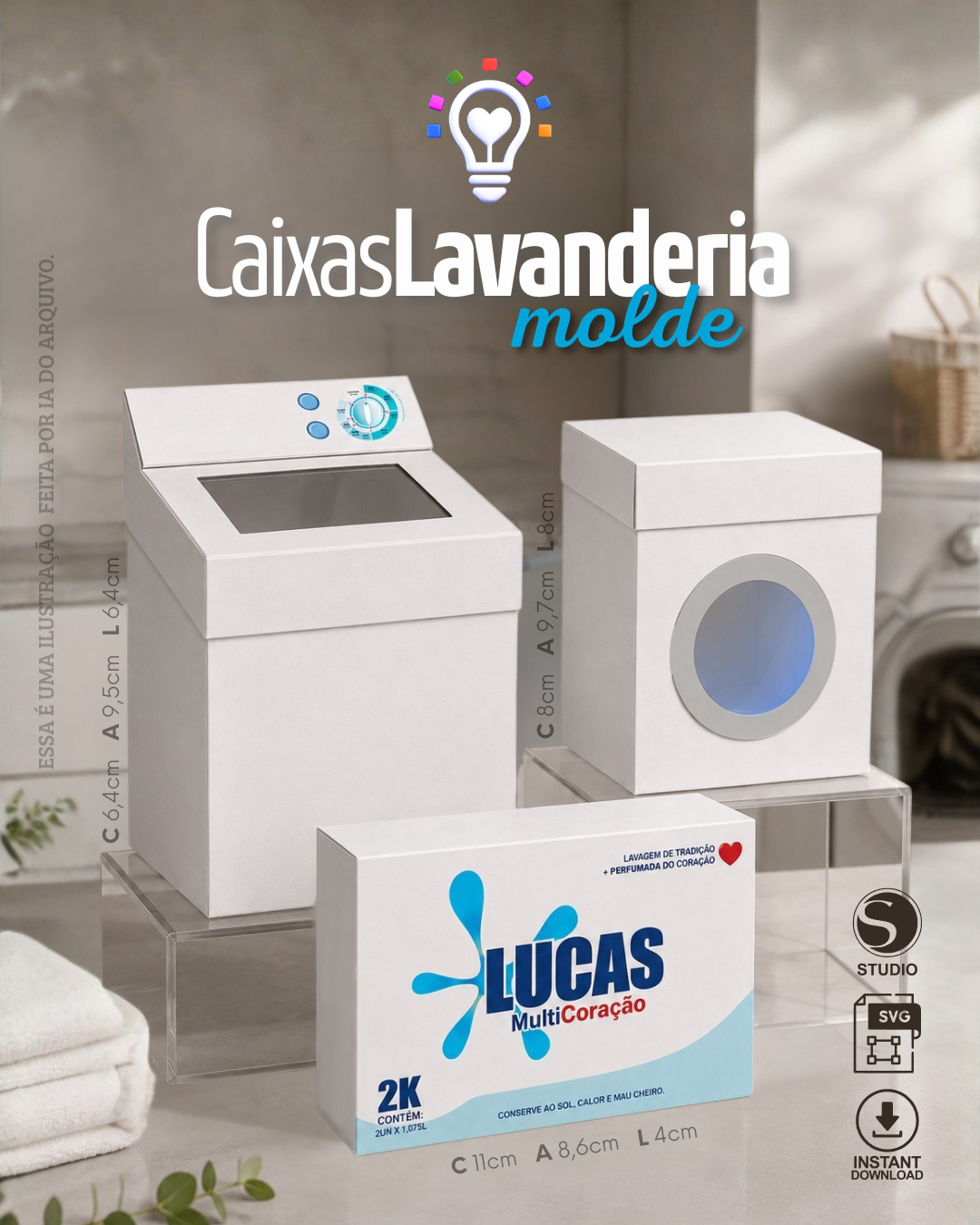 MAQUINAS DE LAVAR ARQUIVO DE CORTE MOLDE DE CAIXA LAVANDERIA - Imagem 1