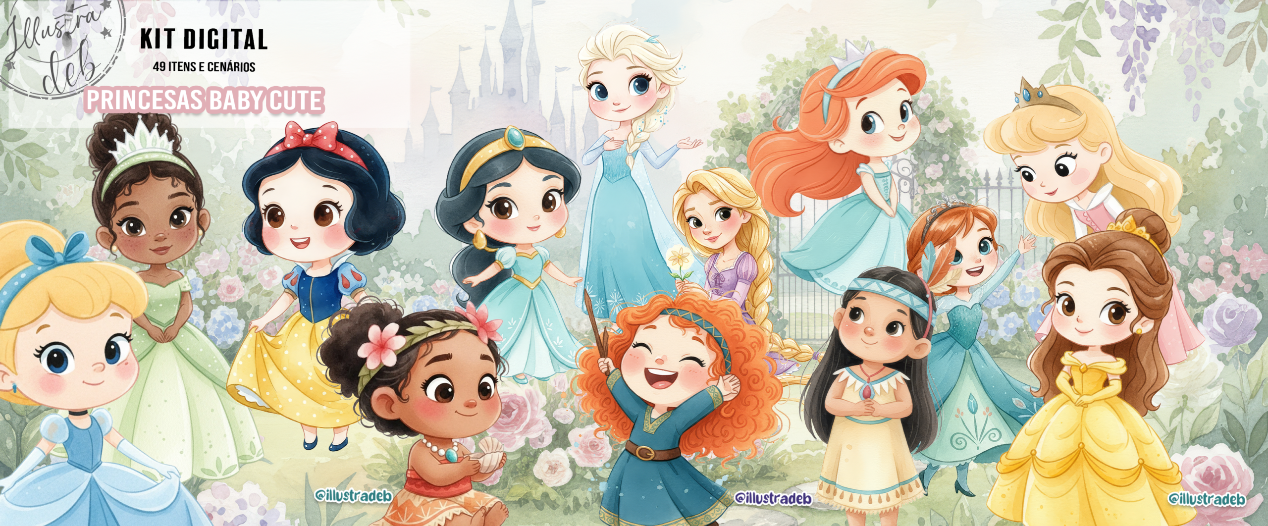 Princesas Baby Cute Kit Digital Princesas Baby Cute - Imagem 1
