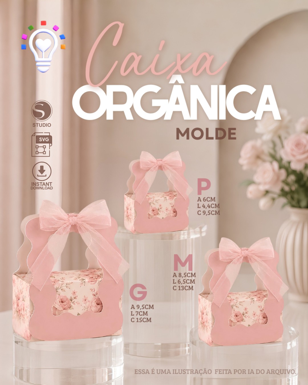 SACOLINHAS ORGANICAS MODERNAS ARQUIVO DE CORTE TRIO DE CAIXA - Imagem 1
