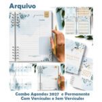 ARQUIVO COMBO 8 Agendas 2027 e Permanente COM VERSÍCULOS e SEM VERSÍCULOS Floral Azul