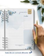 ARQUIVO COMBO 8 Agendas 2027 e Permanente COM VERSÍCULOS e SEM VERSÍCULOS Floral Azul - Imagem 10