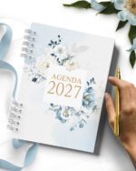 ARQUIVO COMBO 8 Agendas 2027 e Permanente COM VERSÍCULOS e SEM VERSÍCULOS Floral Azul - Imagem 3