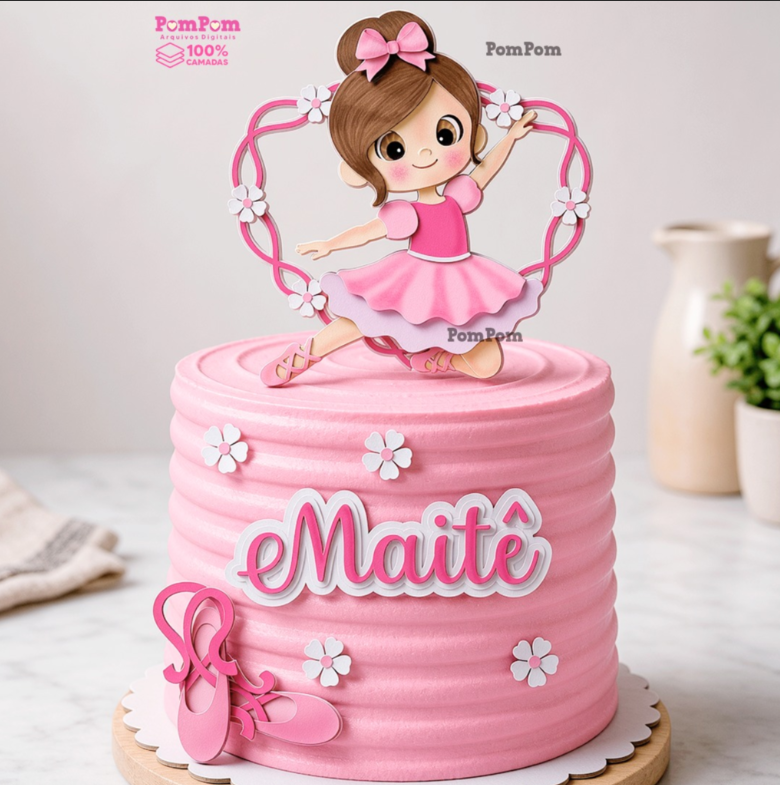 bailarina Maitê Arquivo de Corte Topo de Bolo Bailarina - Imagem 1