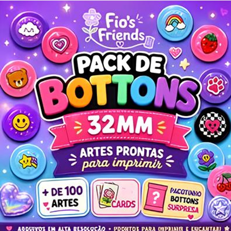 cats Arquivo Pack Bottons 32mm Cards e Artes - Imagem 1