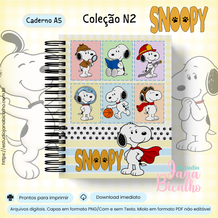 1-Colecao-N2-Snoopy Caderno A5 Coleção N2 Snoopy - Imagem 1