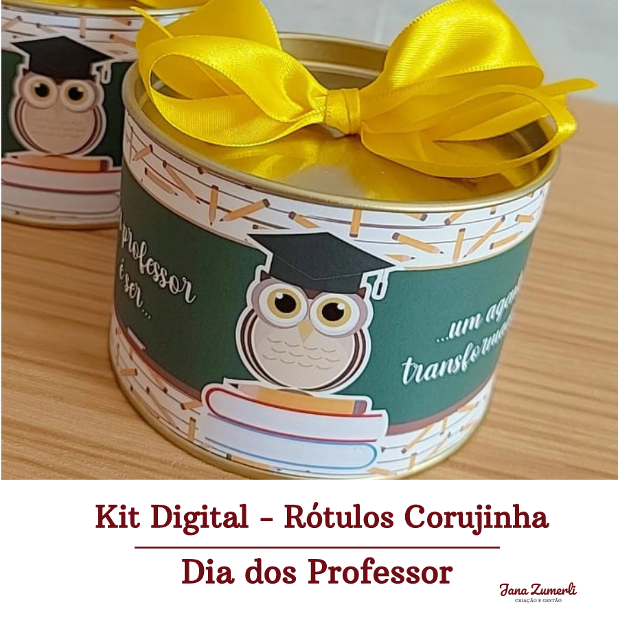 12 Kit Digital Rótulo para Tubolata - Dia dos Professores - Corujinha - Imagem 1