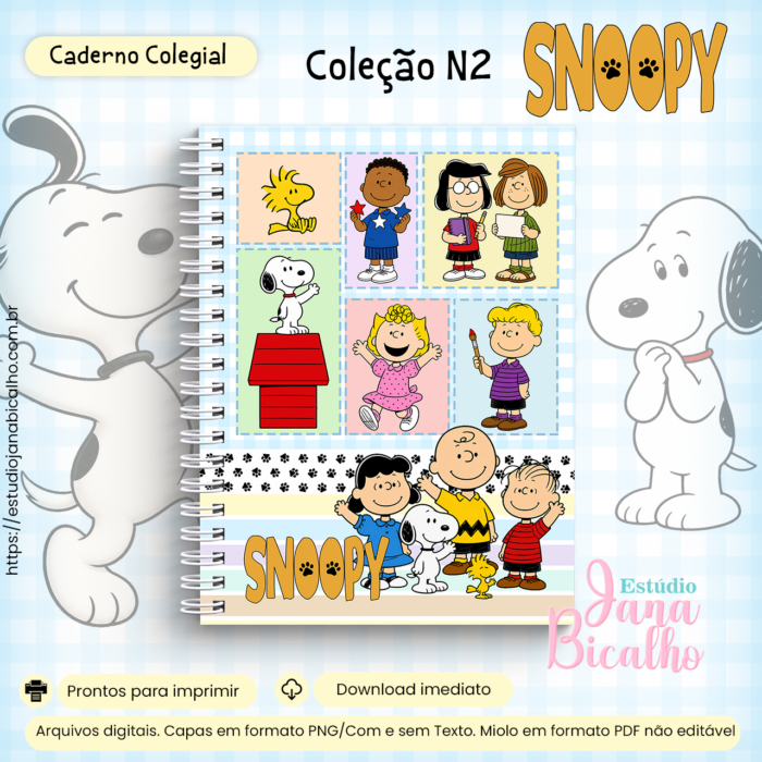 9-Colecao-N2-Snoopy Caderno Colegial Coleção N2 Snoopy - Imagem 1