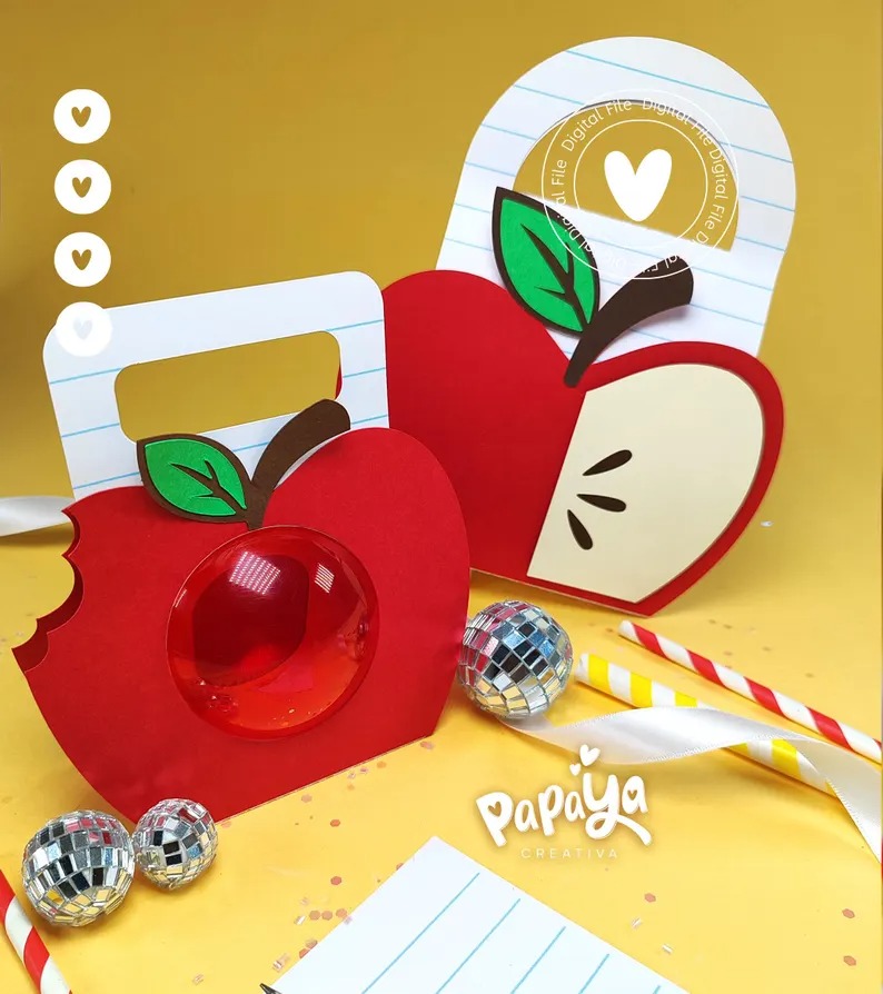 Caixa Apple Dia dos Professor (svg e studio) Arquivo Caixa Maçã Dia dos Professores - Imagem 1