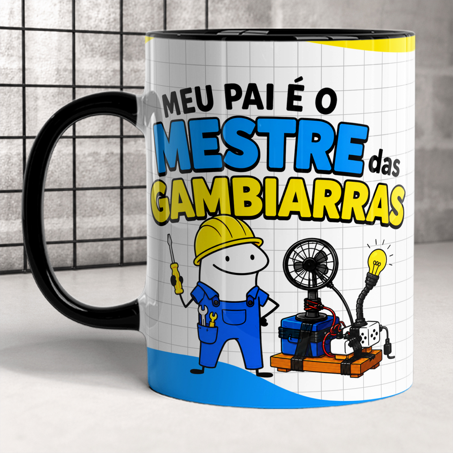 Three cut out mugs on isolated white background Kit Digital – Pai, Flork divertido 2026 - Imagem 1