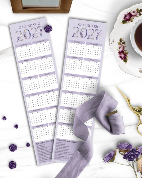 Arquivo Kit Calendários de Mesa 2027 A5 A6 e Calendário Marca Página Coleção Violeta - Imagem 2