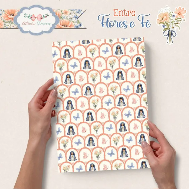 ARTE DIGITAL KIT ESTAMPAS ENTRE FLORES E FÉ - NOSSA SENHORA APARECIDA - Imagem 2