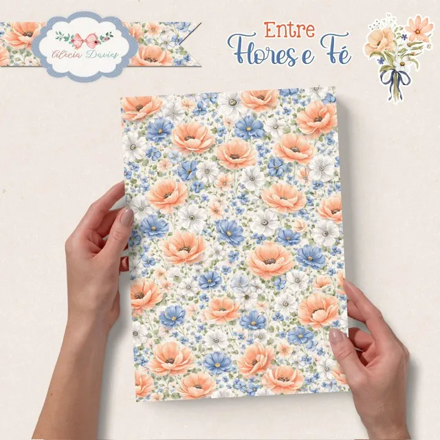 ARTE DIGITAL KIT ESTAMPAS ENTRE FLORES E FÉ - NOSSA SENHORA APARECIDA - Imagem 3