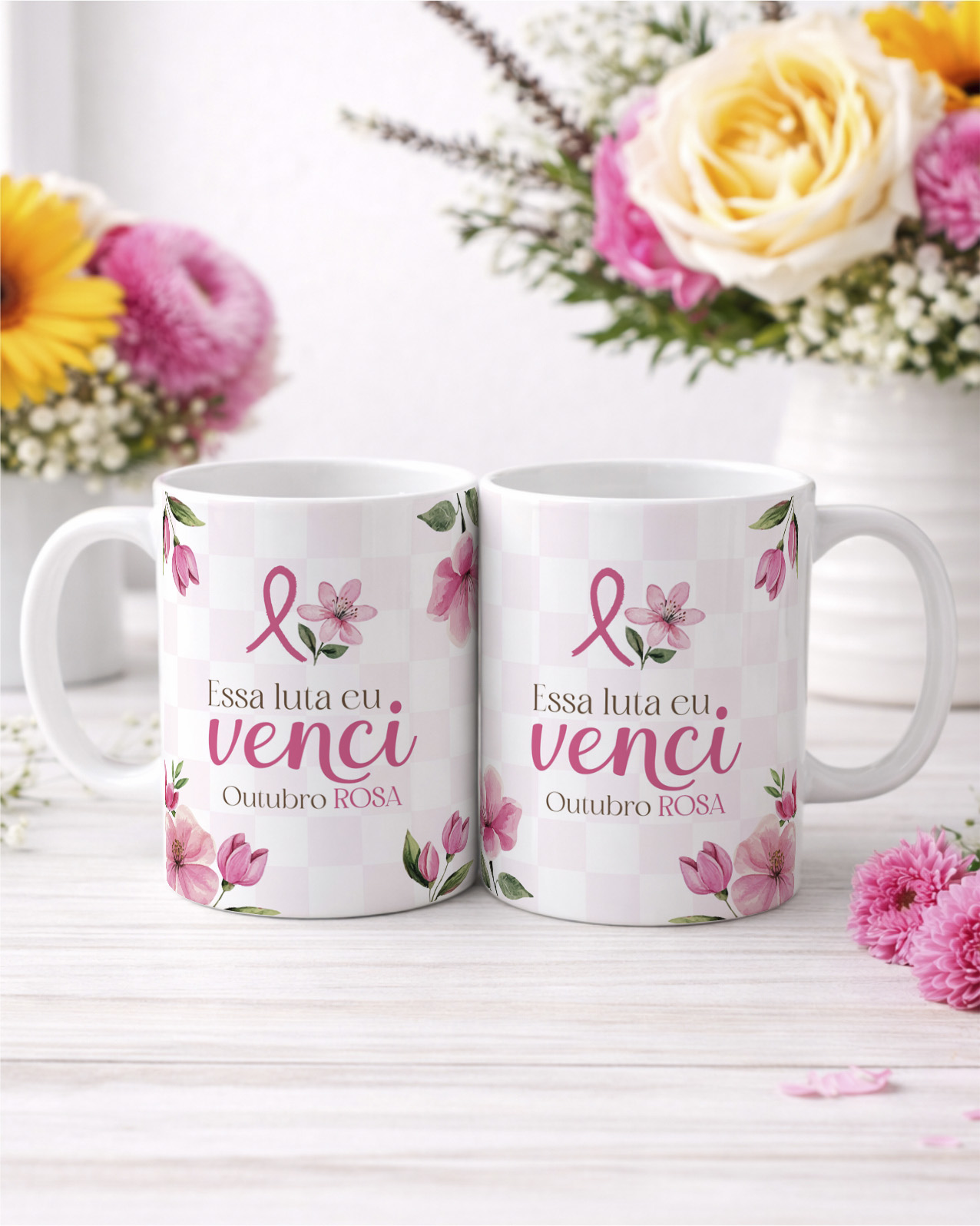 1 Pacote de Artes para Caneca Outubro Rosa V7 - Imagem 1