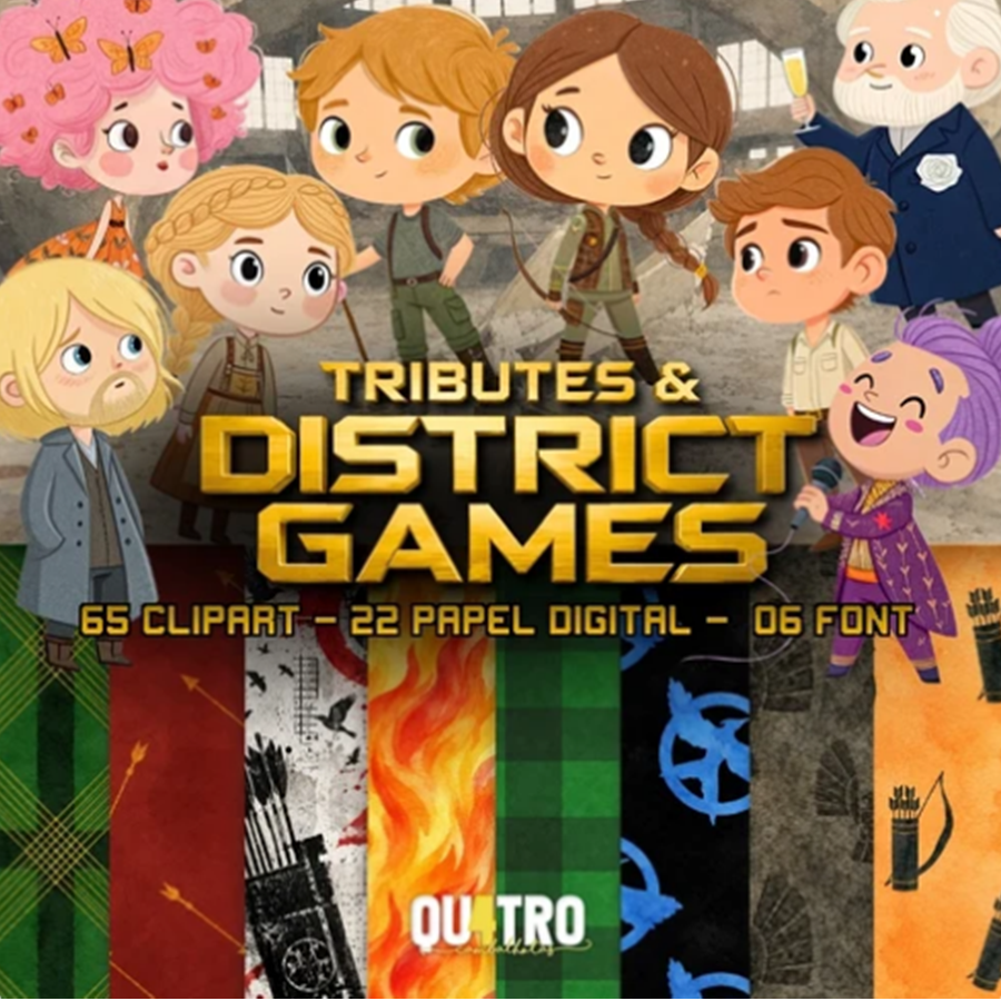 Kit Digital TRIBUTES & DISTRICT GAMES • HUNGER GAMES – Cliparts, Papéis Digitais e Fontes Kit Digital Tributes & District Games - Imagem 1