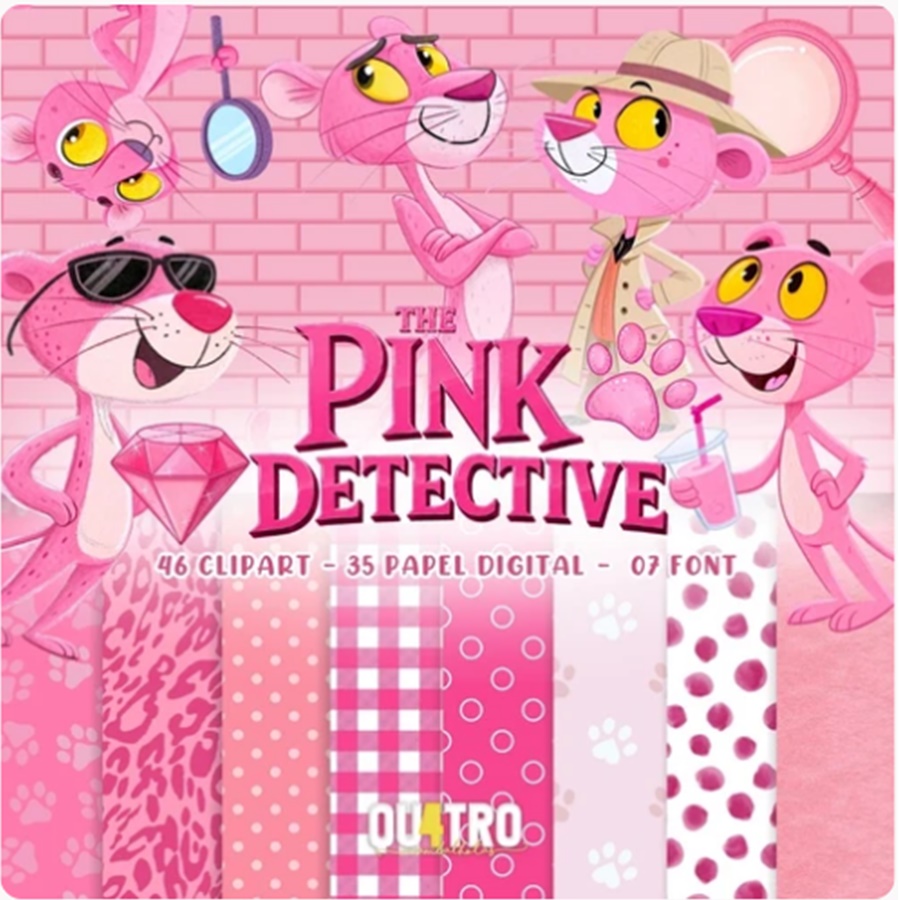 PINKDETECTIVE_KITDIGITAL_QUATROCAMBALHOTAS Kit Digital Pantera Cor de Rosa - Imagem 1