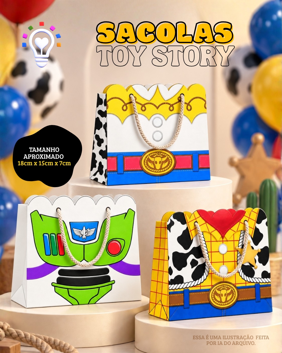 sacolas toy story Arquivo de Corte Sacola Toy Story - Imagem 1