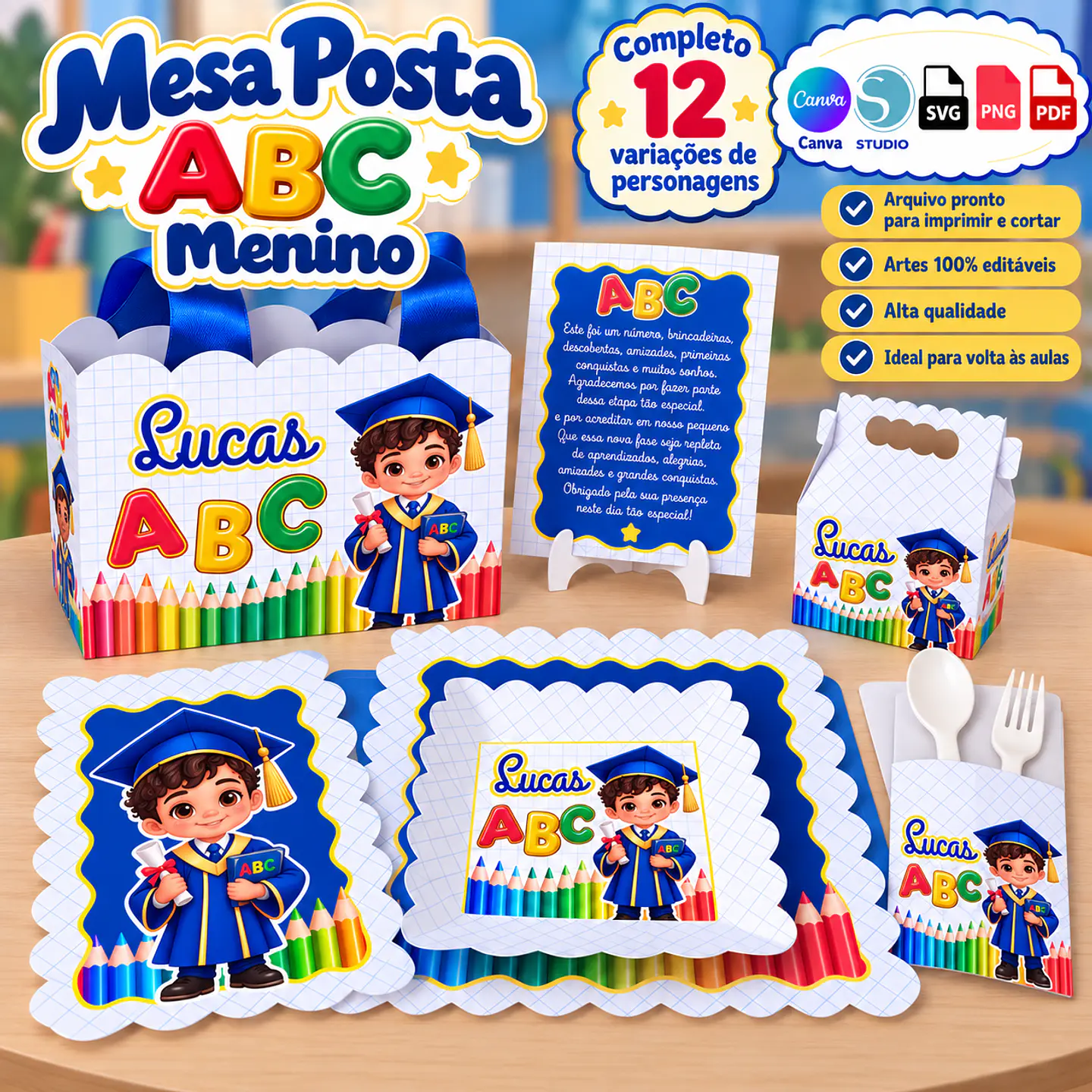 1440 (2) MESA POSTA COMPLETA ABC MENINO - ARQUIVO DIGITAL - Imagem 1