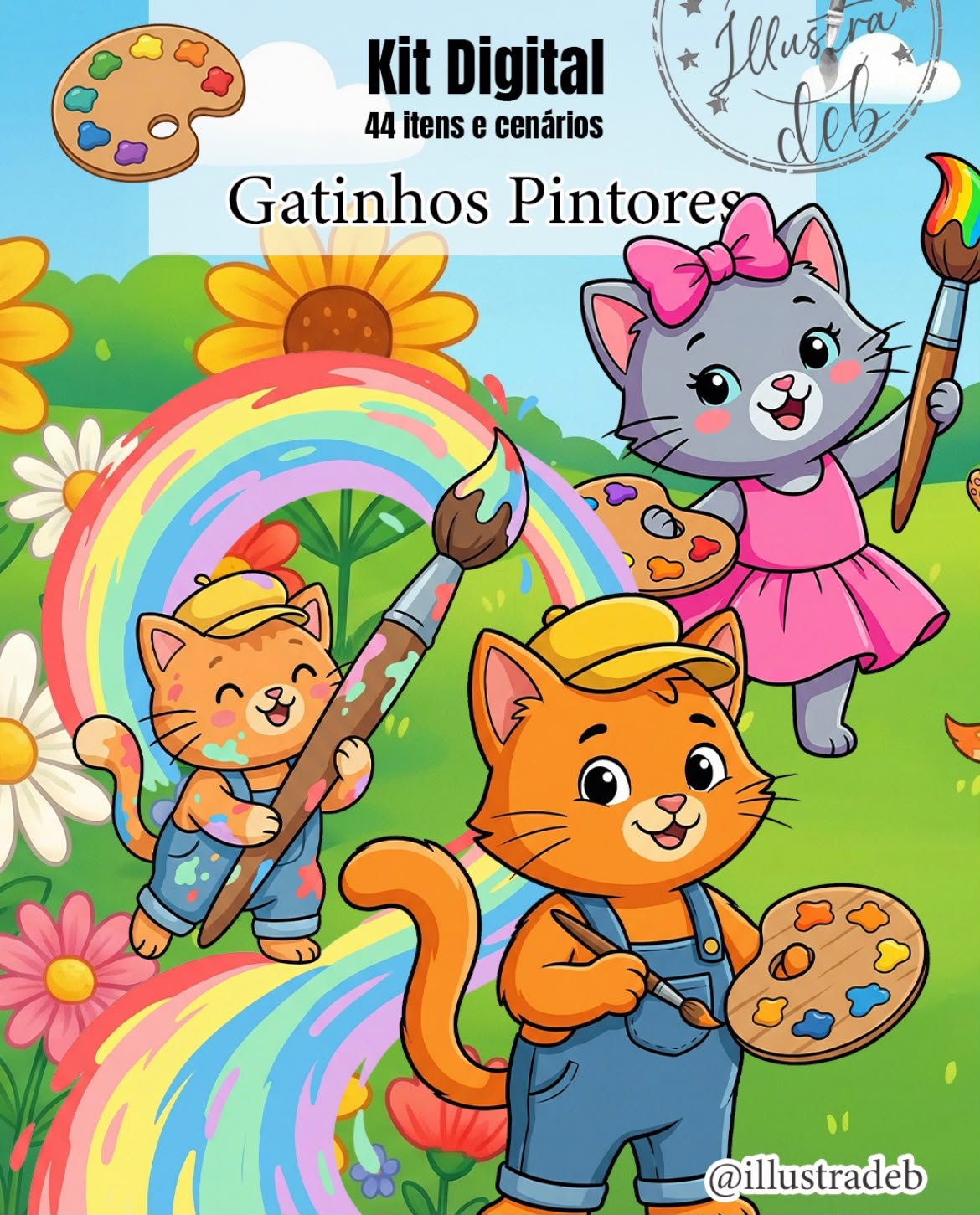 Gatinhos Pintores Kit Digital Gatinhos Pintores - Imagem 1