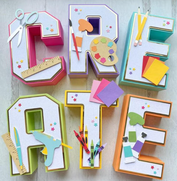 Pacote de Letras Quadradas 3D Arquivo de Corte Letras Quadradas 3D - Imagem 1