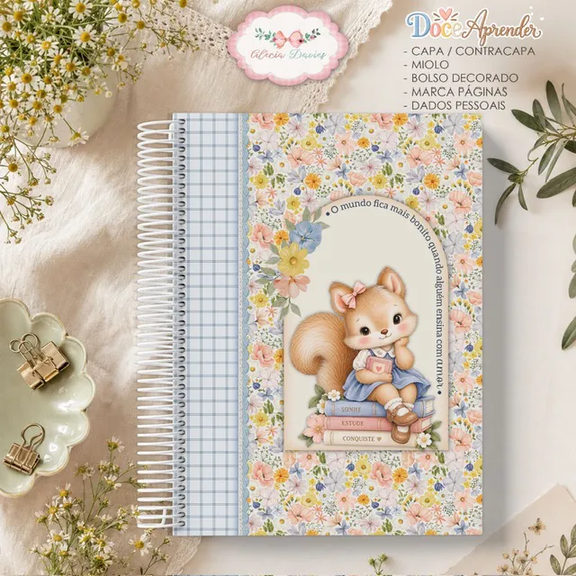 Arte caderno A5 Doce Aprender dia dos Professores (capa plana) - Imagem 1